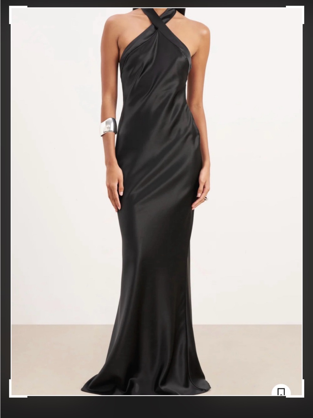 Because of Alice - Satin Black Halter High Neck Dress - Elegant Evening Gown